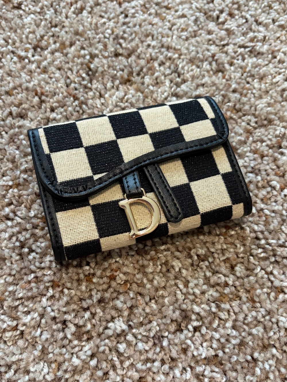 Black Checkered Accordion Card Wallet